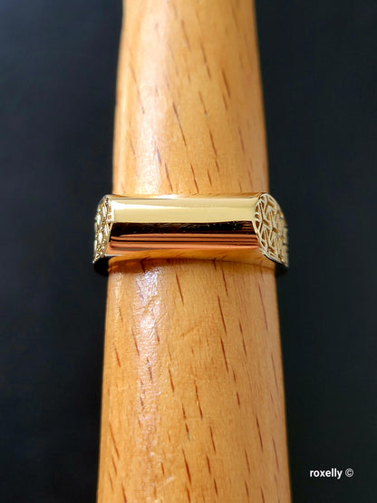 10K Yellow Gold Filigree & Bar Design Ring Size 8 Solid Gold