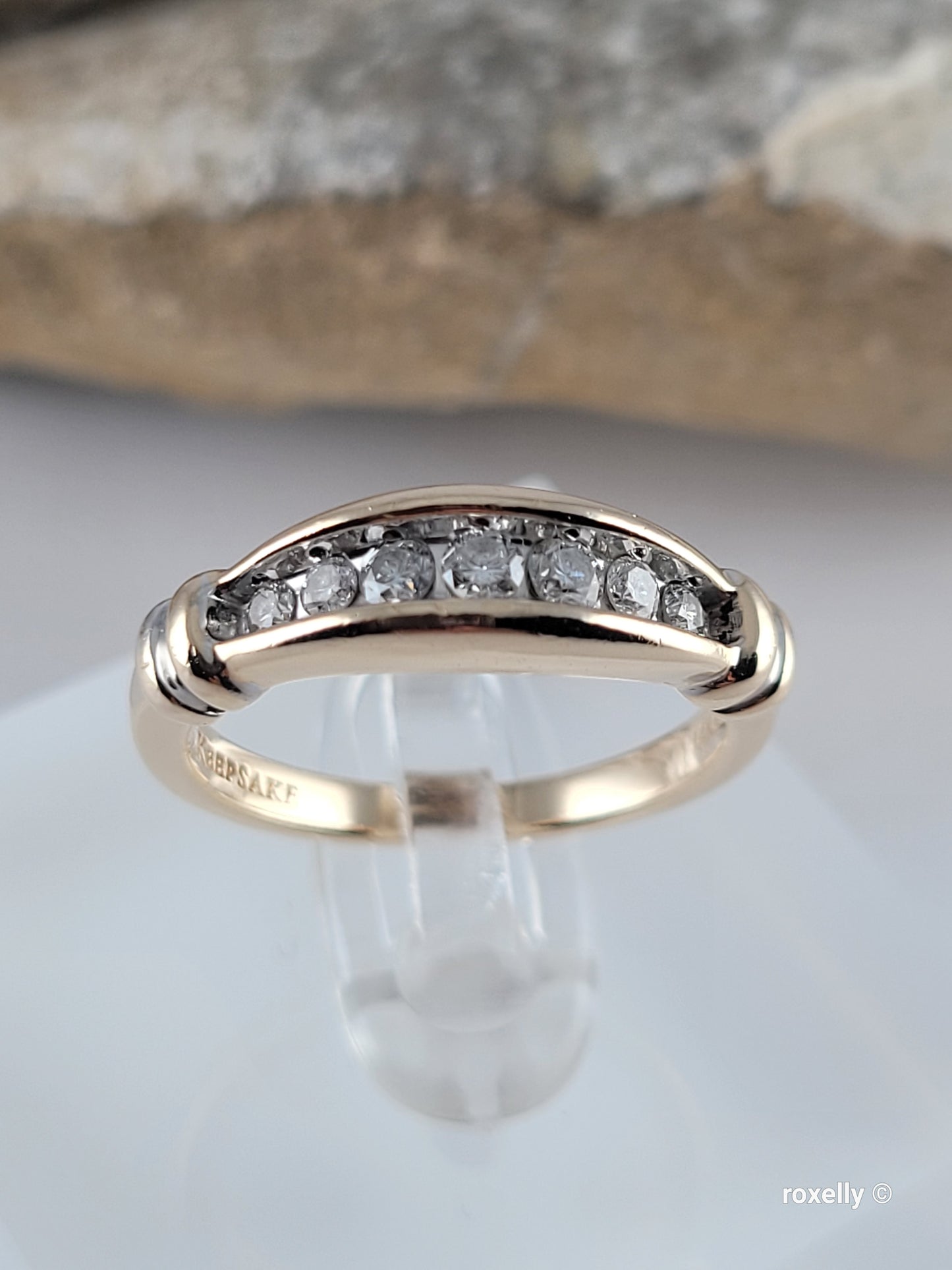 14K Yellow Gold Diamonds Band Ring Size 7 Solid Gold