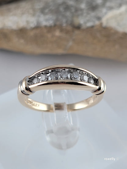 14K Yellow Gold Diamonds Band Ring Size 7 Solid Gold