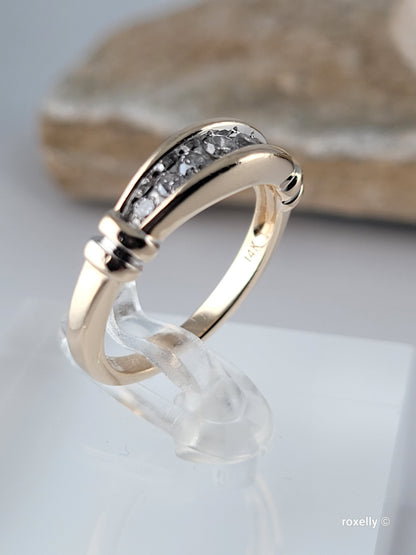 14K Yellow Gold Diamonds Band Ring Size 7 Solid Gold
