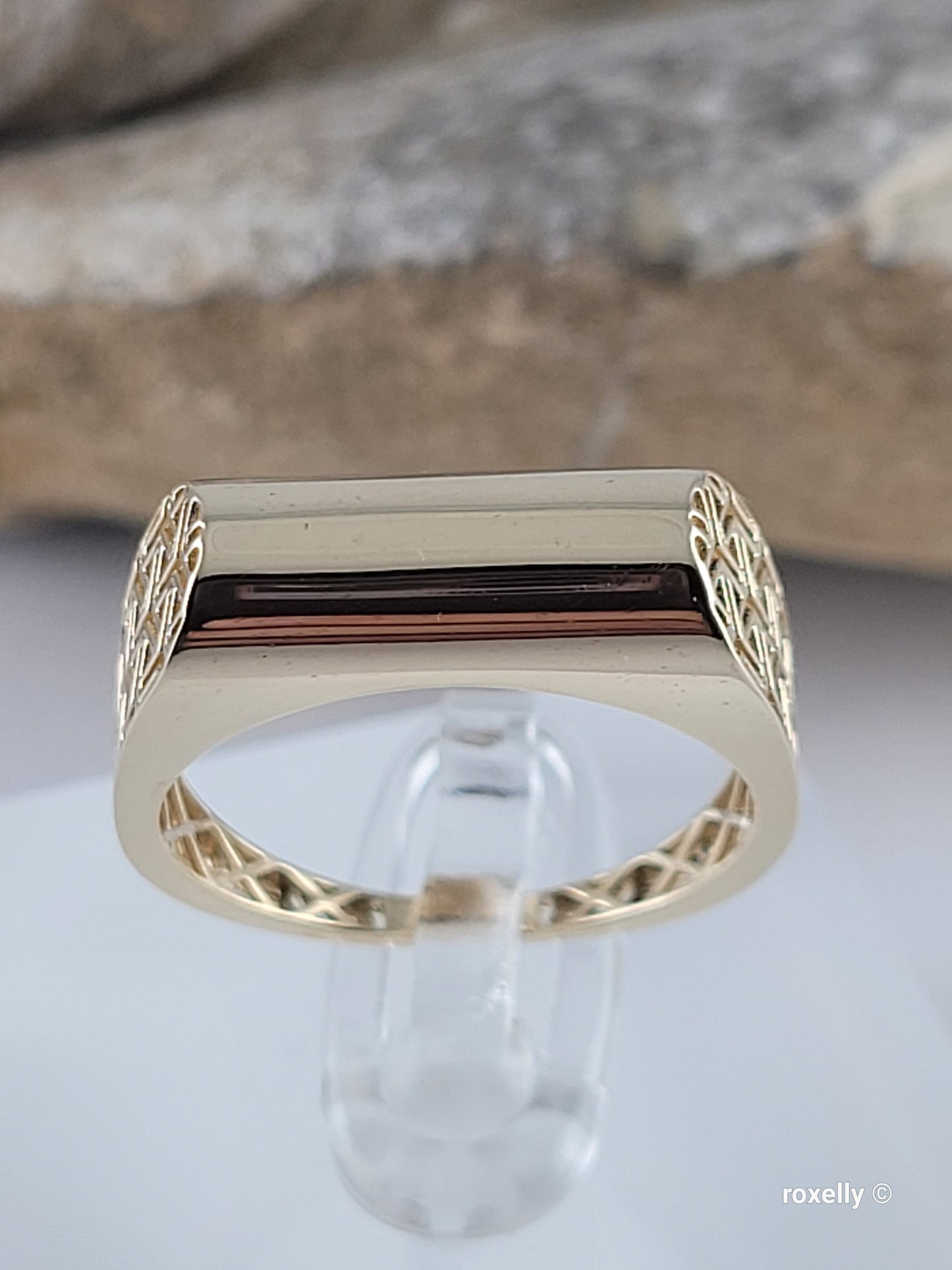 10K Yellow Gold Filigree & Bar Design Ring Size 8 Solid Gold