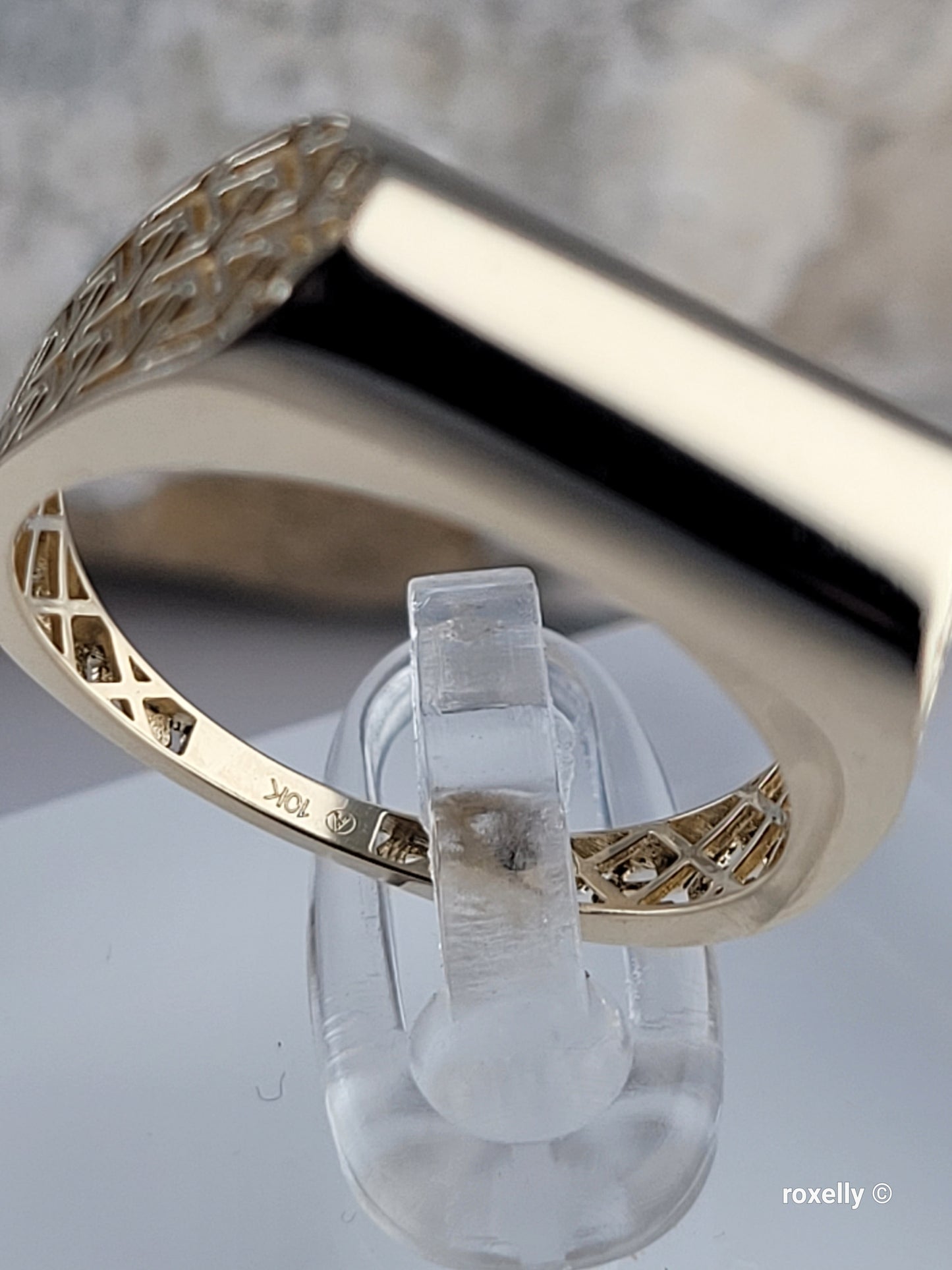 10K Yellow Gold Filigree & Bar Design Ring Size 8 Solid Gold
