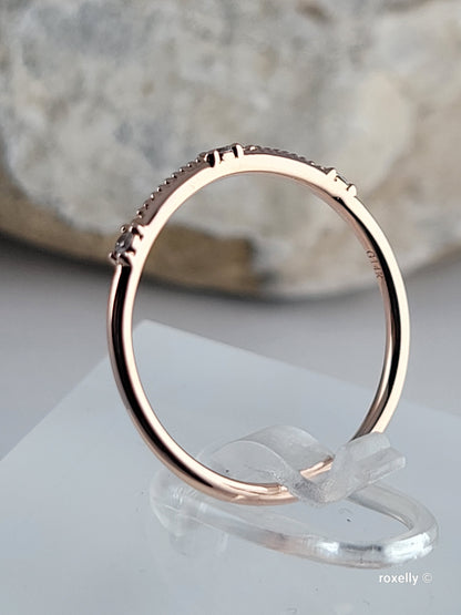 14K Rose Gold Diamonds Dainty Ring Size 6.75 Solid Gold