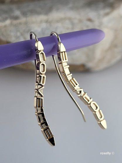 14k Solid Yellow Gold Corvette Earrings