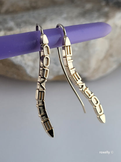 14k Solid Yellow Gold Corvette Earrings