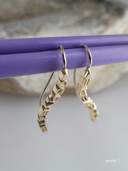 14k Solid Yellow Gold Corvette Earrings