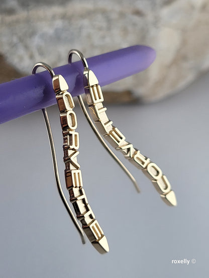14k Solid Yellow Gold Corvette Earrings