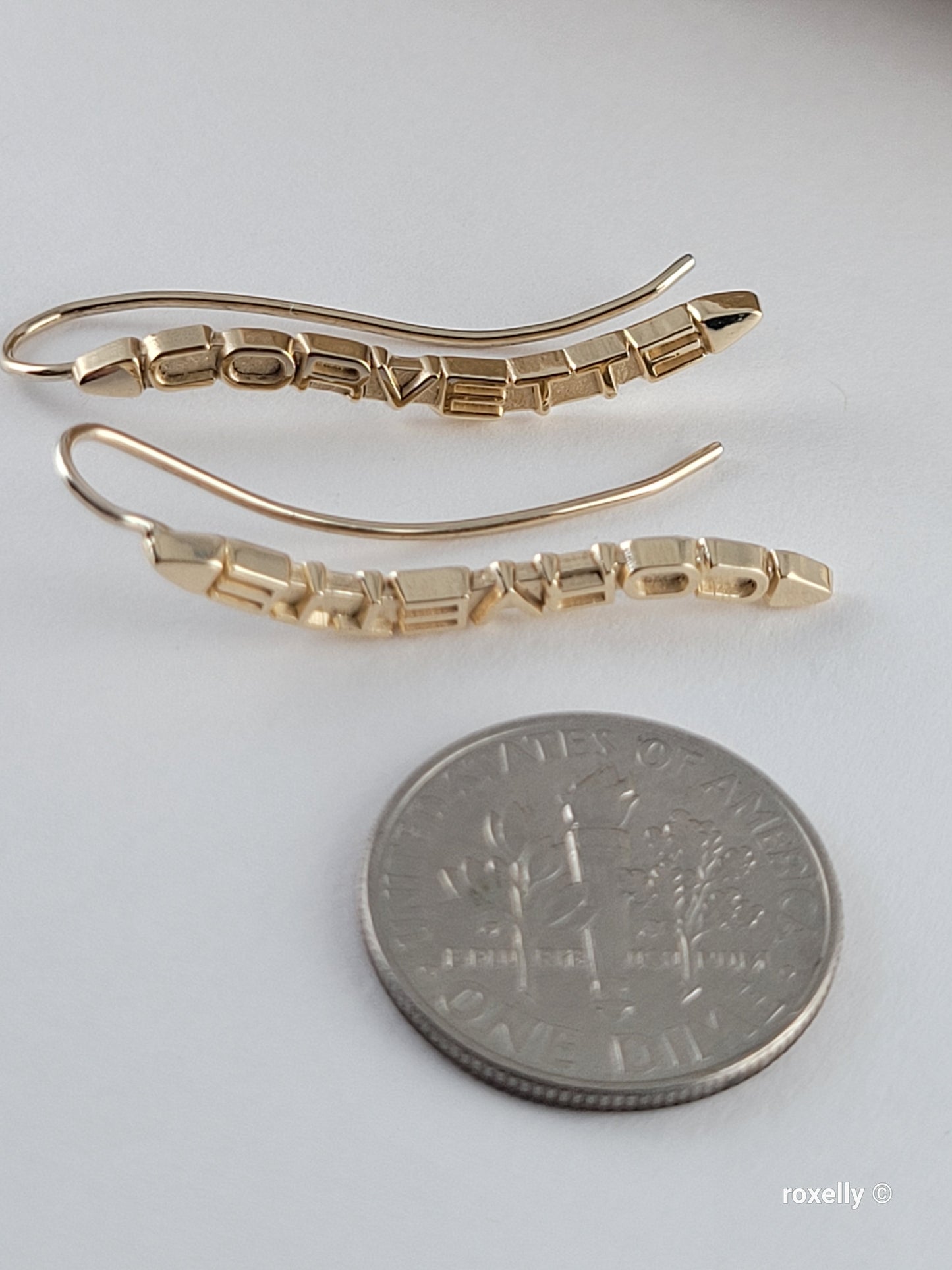 14k Solid Yellow Gold Corvette Earrings