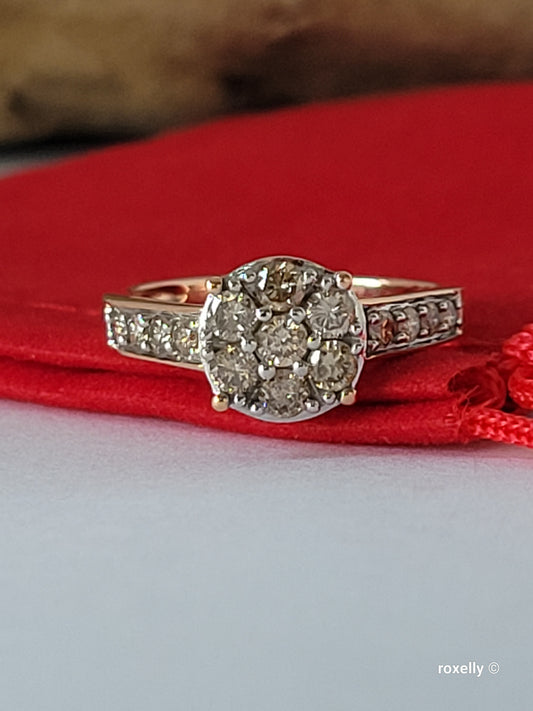 $1500, 10K Rose Gold Genuine Diamonds Ring Size 6.75 Solid Gold