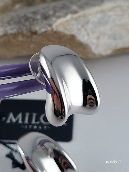 Milor 14K White Gold Over Resin Core Modern Puffy Earrings – Made in Italy
