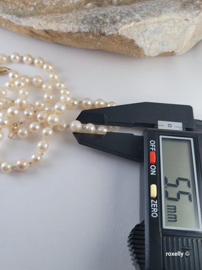 Vintage Freshwater Pearl Necklace & Earrings Set – 14K Yellow Gold Clasp, Posts & Backs