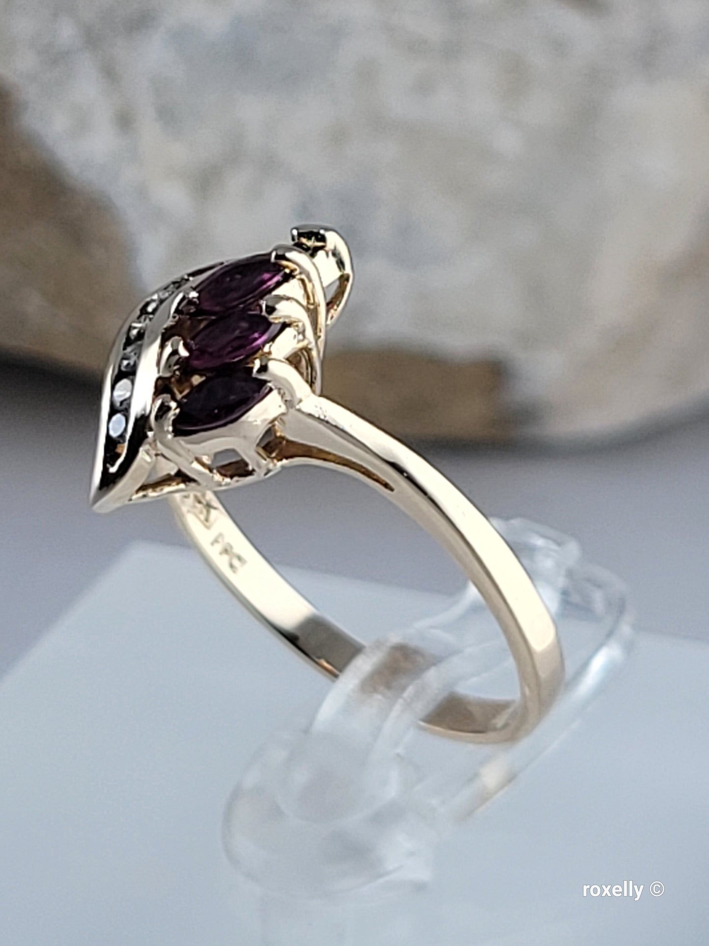 14K Yellow Gold Rubies and Diamonds Ring Size 6.5, Solid Gold