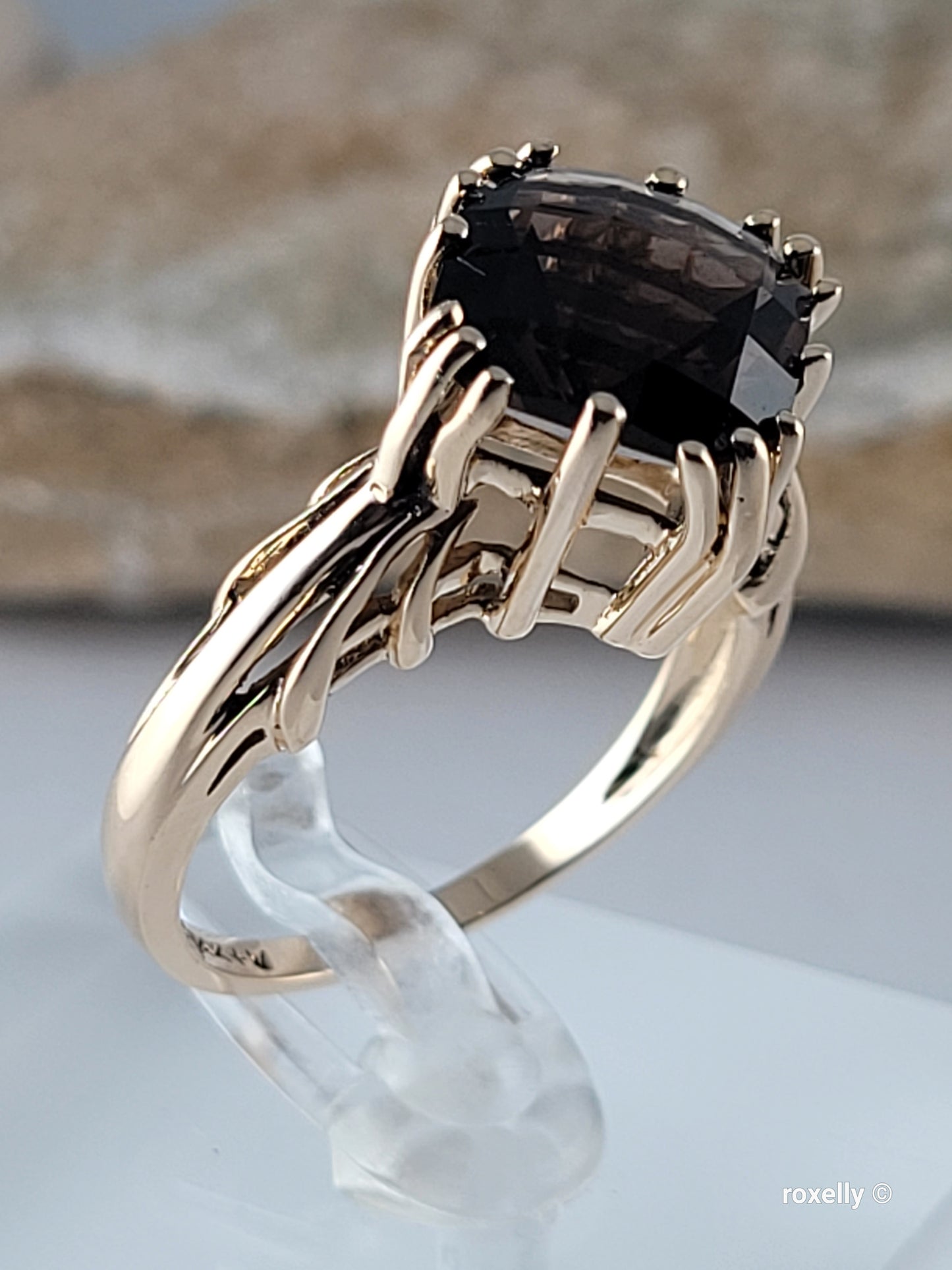 14K Yellow Gold Smoky Topaz Ring Size 9, Solid Gold