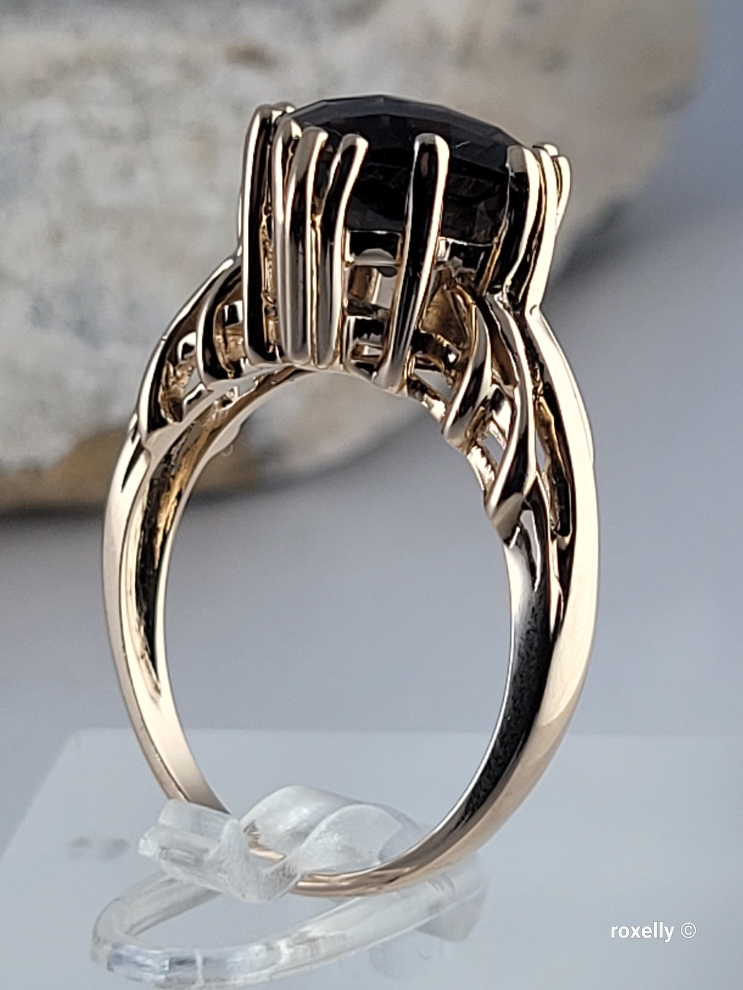 14K Yellow Gold Smoky Topaz Ring Size 9, Solid Gold