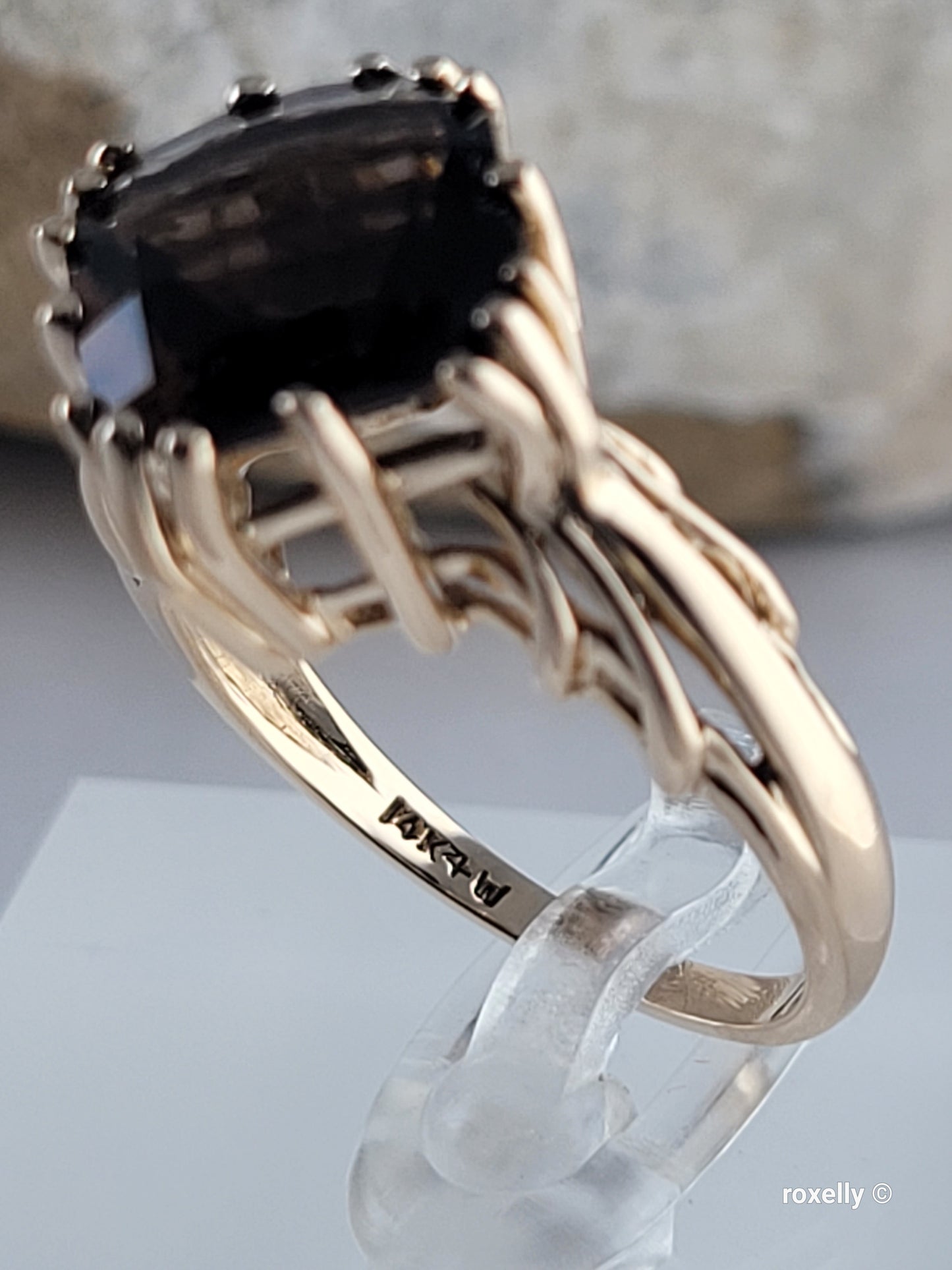14K Yellow Gold Smoky Topaz Ring Size 9, Solid Gold