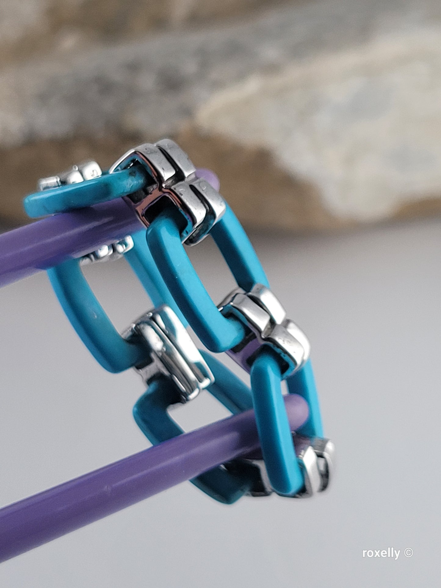 Turquoise Flexible Link Ring in 925 Sterling Silver, Size 8, Colleen Lopez HSN Statement Jewelry 👌🎁