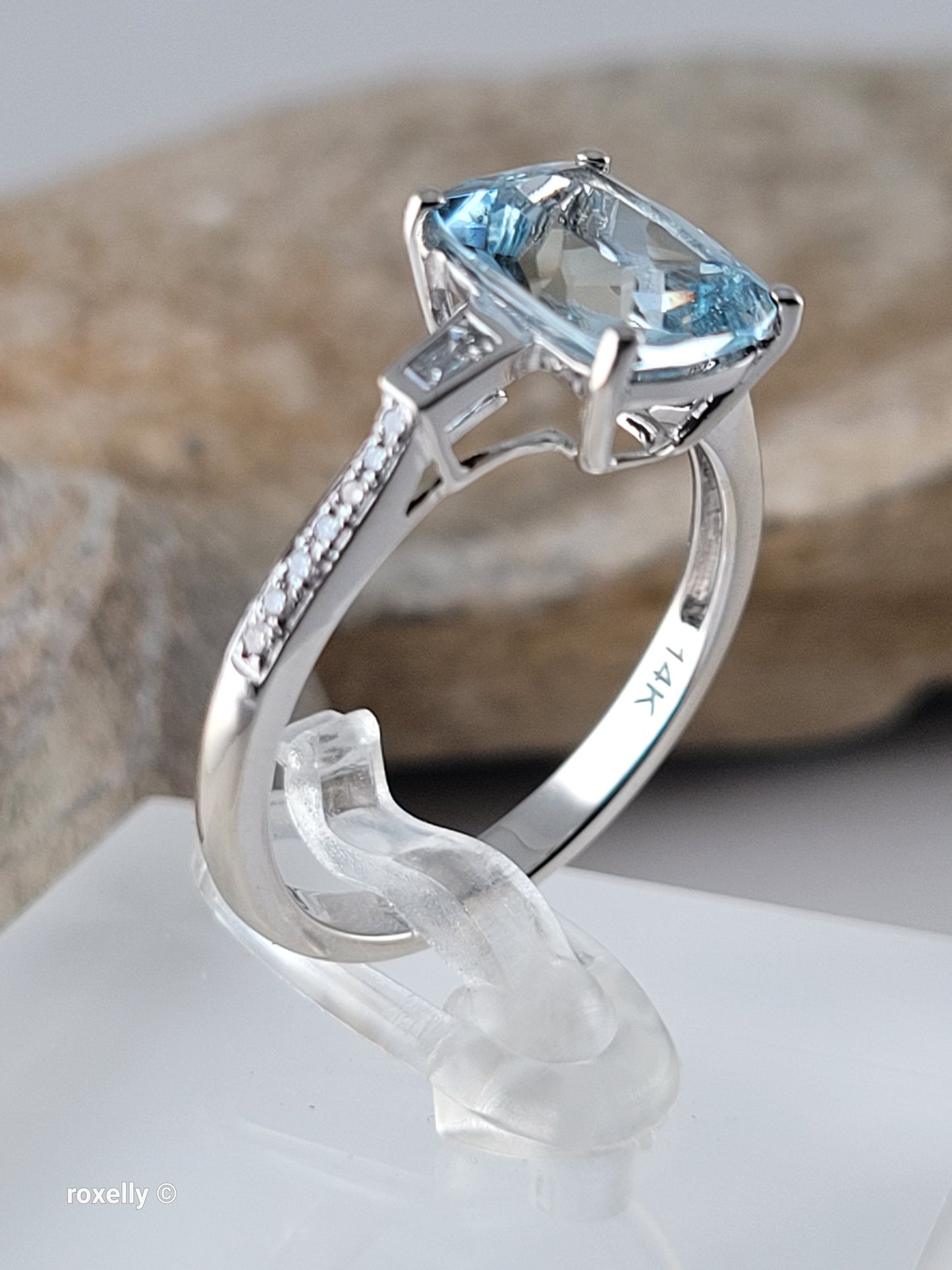 $5,000 - EFFY 14K White Gold Genuine Aquamarine & Diamond Ring Size 8.75