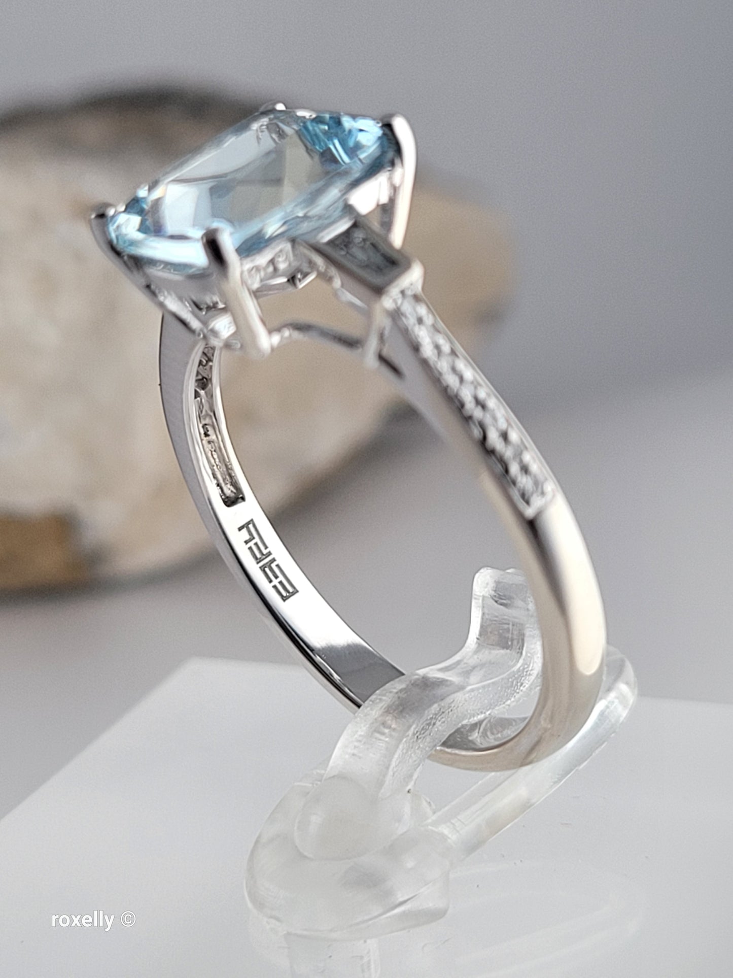 $5,000 - EFFY 14K White Gold Genuine Aquamarine & Diamond Ring Size 8.75