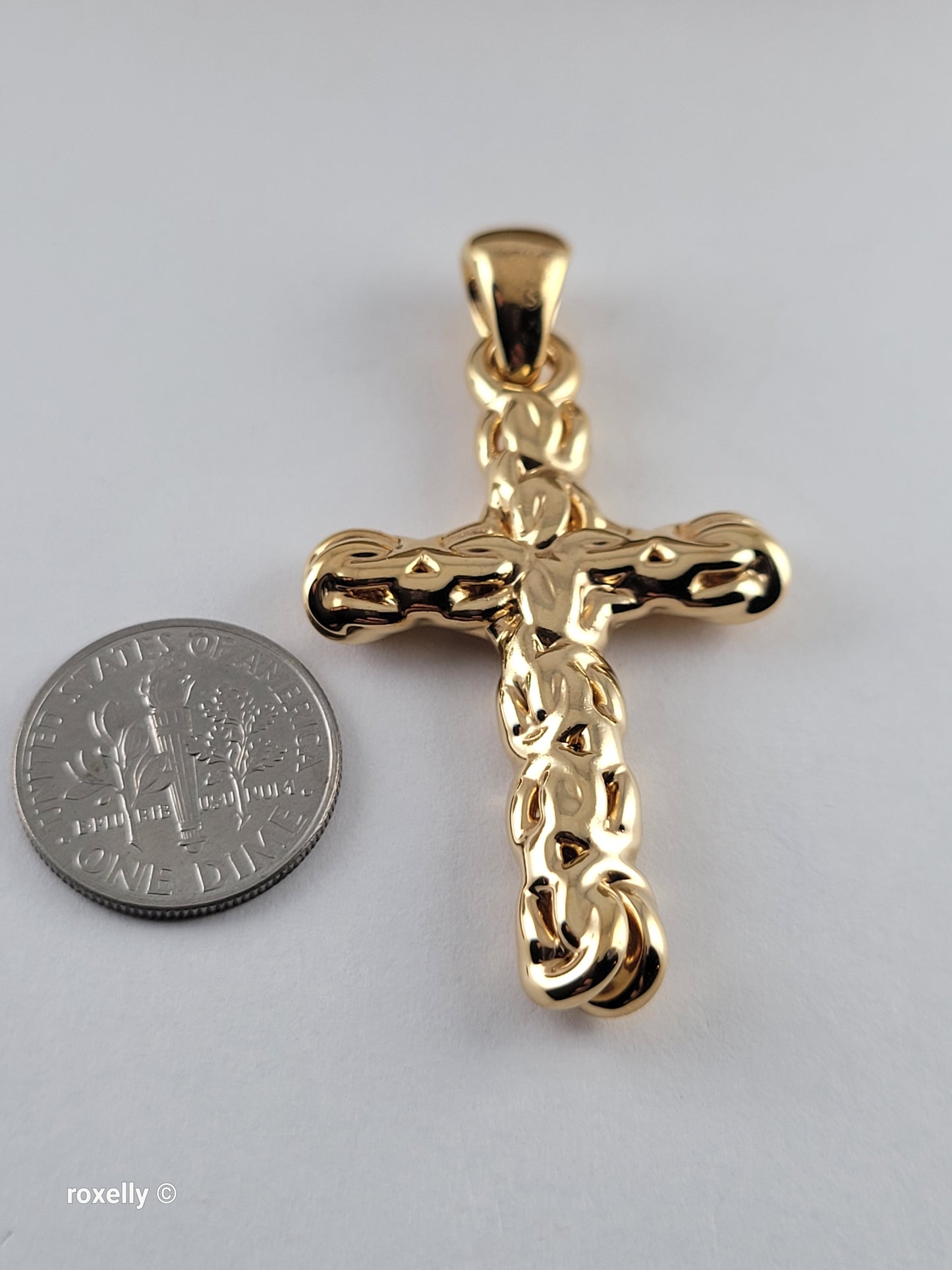 14K Yellow Gold Over Resin Core Cross Pendant, Made in Italy Gold