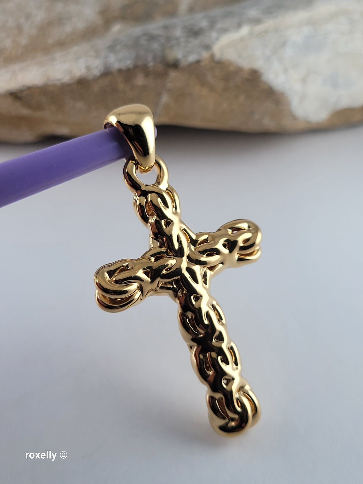 14K Yellow Gold Over Resin Core Cross Pendant, Made in Italy Gold
