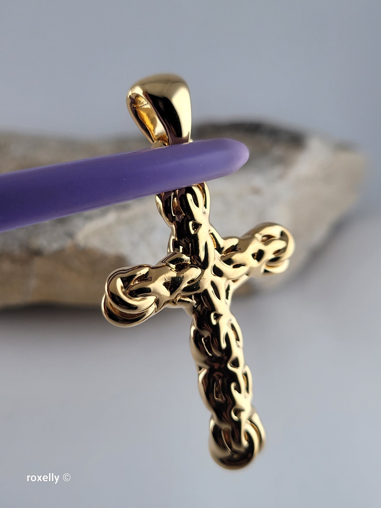 14K Yellow Gold Over Resin Core Cross Pendant, Made in Italy Gold