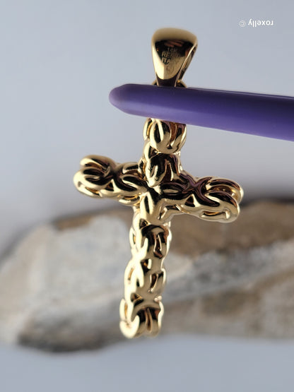 14K Yellow Gold Over Resin Core Cross Pendant, Made in Italy Gold