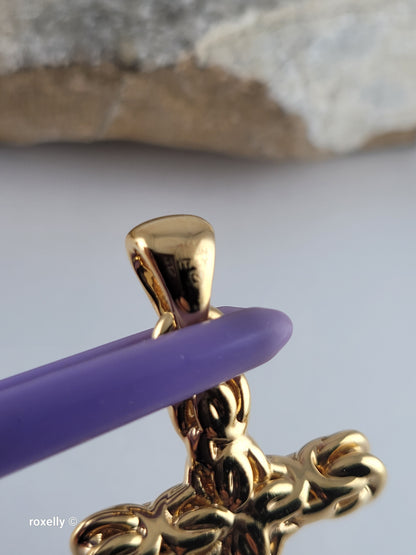 14K Yellow Gold Over Resin Core Cross Pendant, Made in Italy Gold