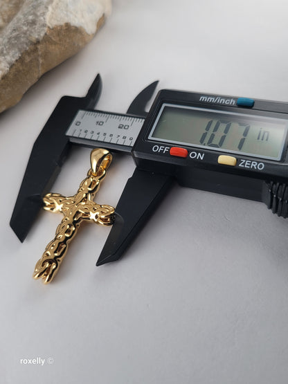 14K Yellow Gold Over Resin Core Cross Pendant, Made in Italy Gold