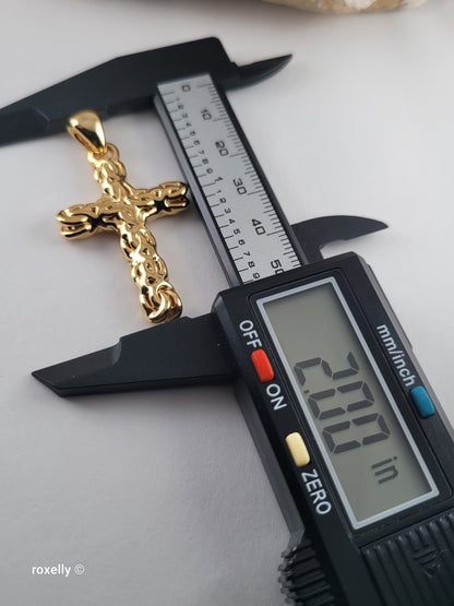 14K Yellow Gold Over Resin Core Cross Pendant, Made in Italy Gold