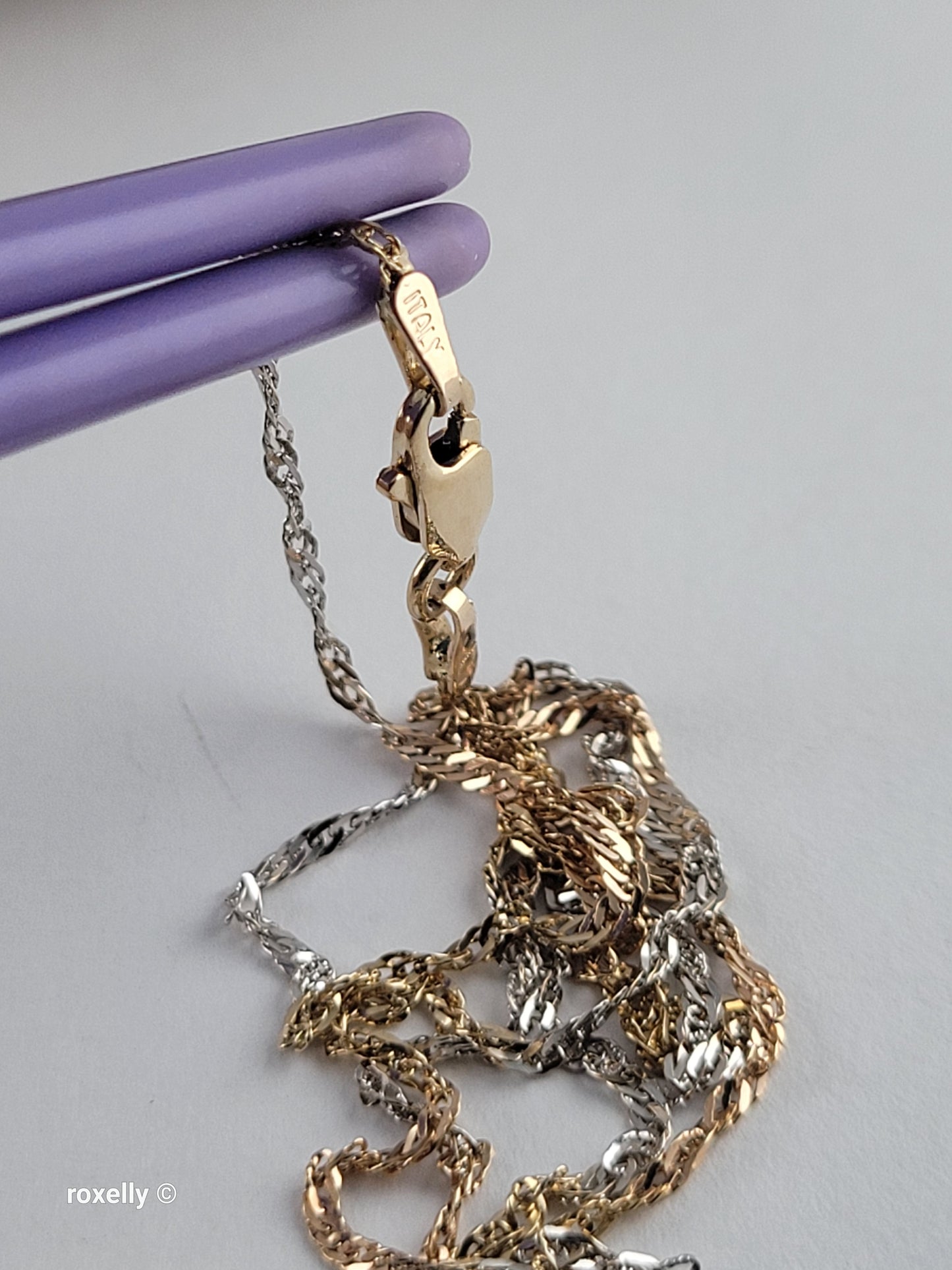 14K Two-Tone of Gold Singapore Chain Necklace, and Heart-Shaped Locket, Made in Italy