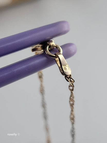 14K Two-Tone of Gold Singapore Chain Necklace, and Heart-Shaped Locket, Made in Italy