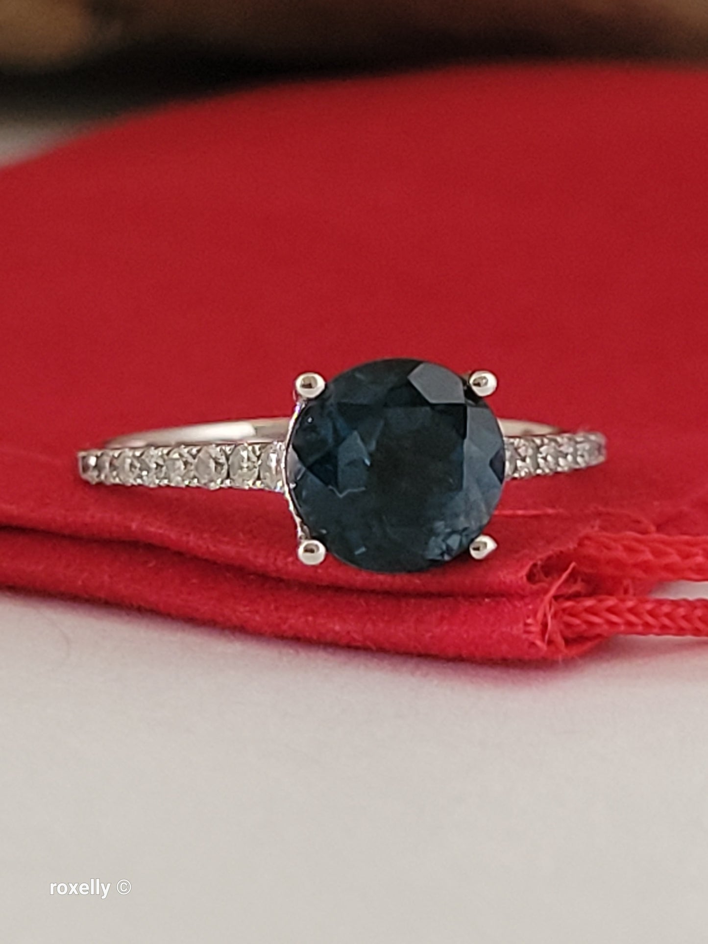 EFFY 14K White Gold London Blue Topaz & Diamond Ring Size 8.25 - Like New