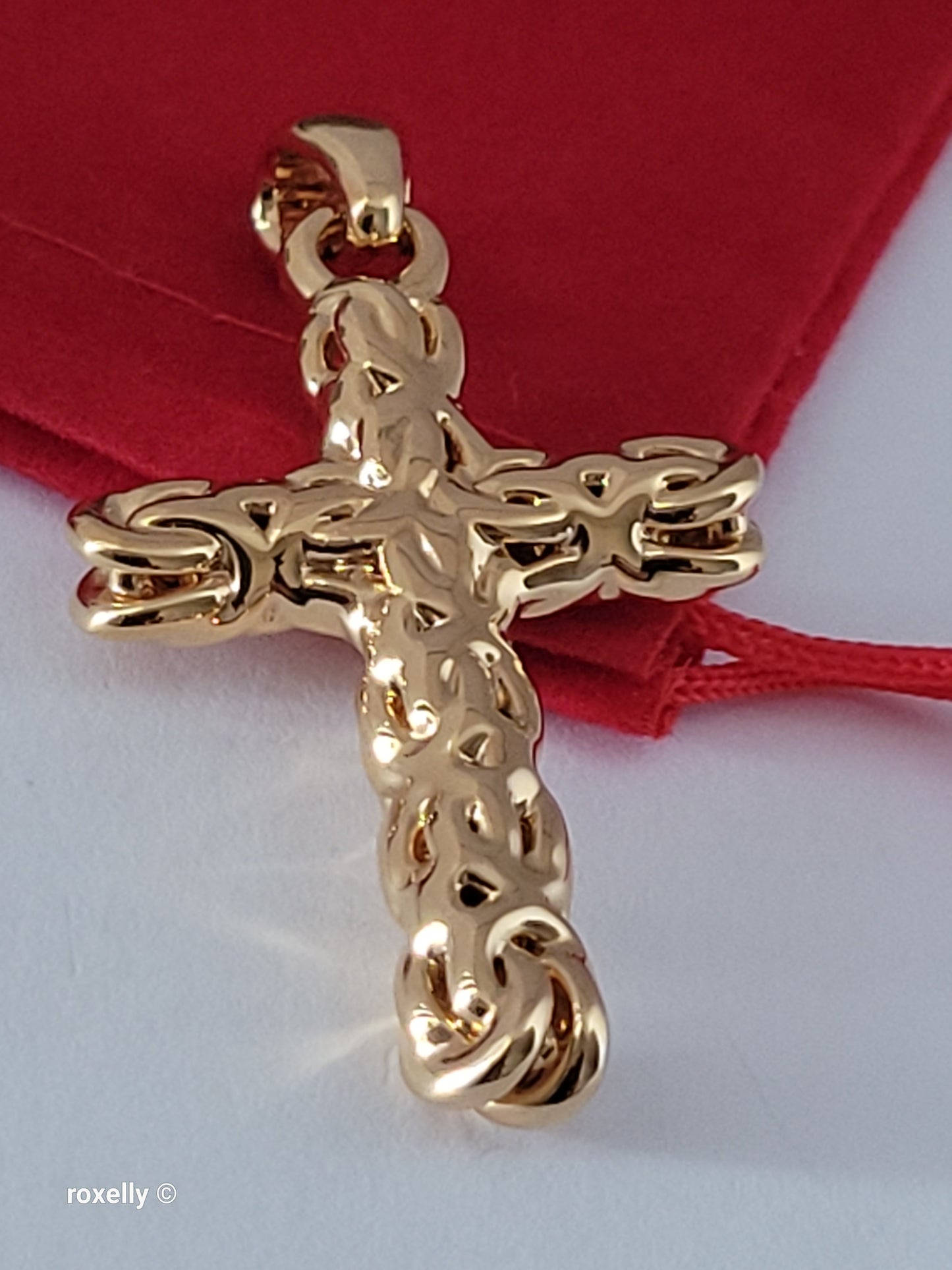 14K Yellow Gold Over Resin Core Cross Pendant, Made in Italy Gold