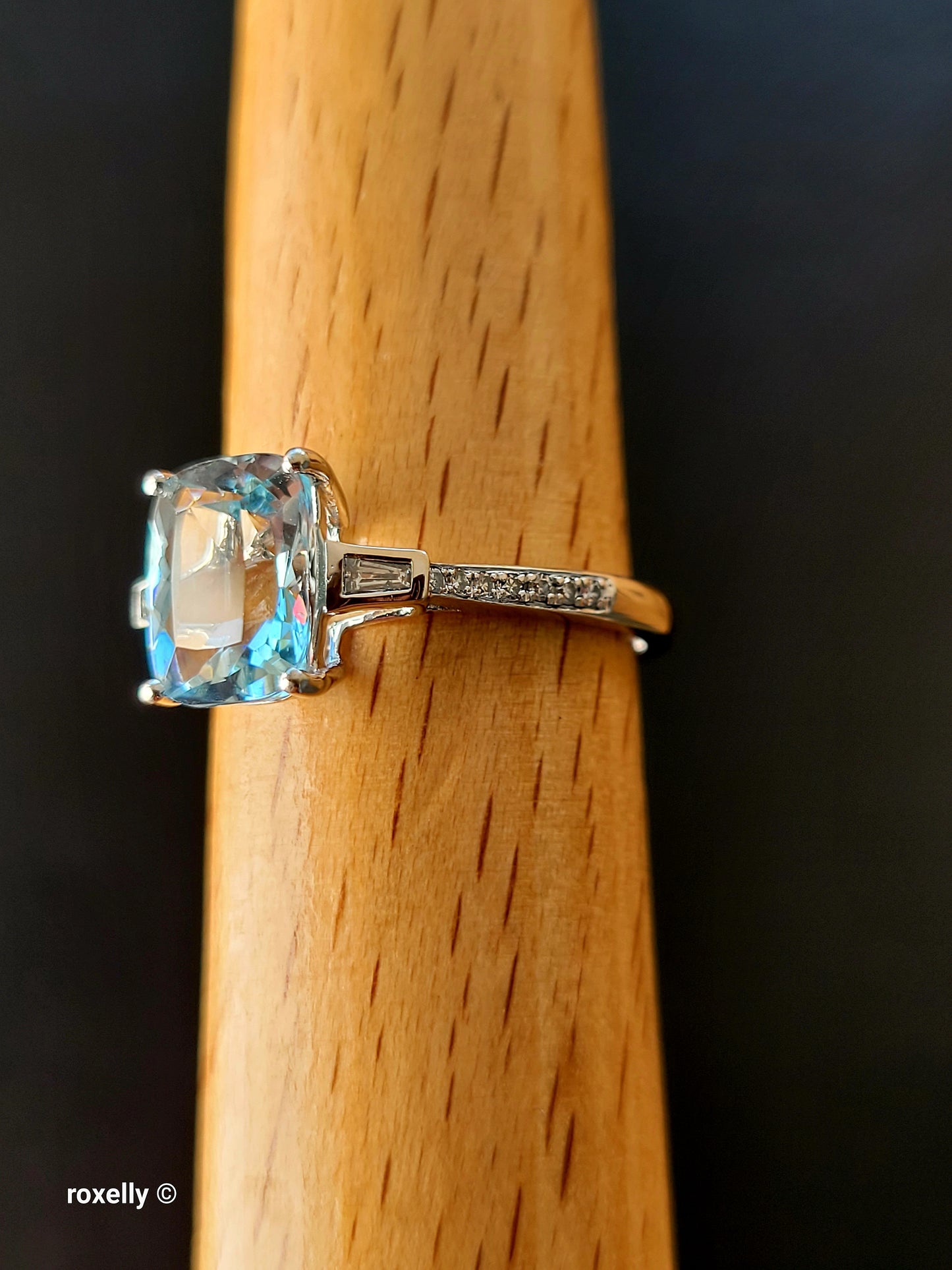 $5,000 - EFFY 14K White Gold Genuine Aquamarine & Diamond Ring Size 8.75