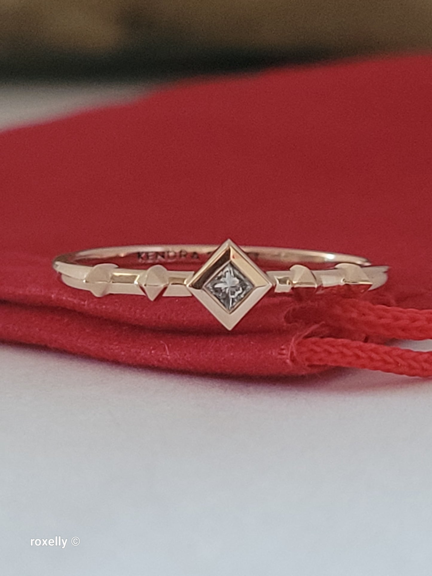 14K Solid Rose Gold Diamond Dainty Ring Size 7, Solid Gold