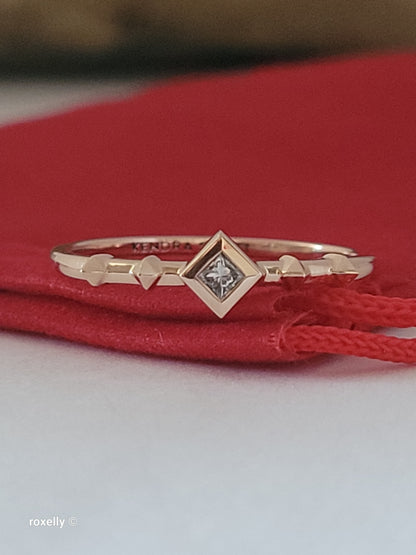 14K Solid Rose Gold Diamond Dainty Ring Size 7, Solid Gold