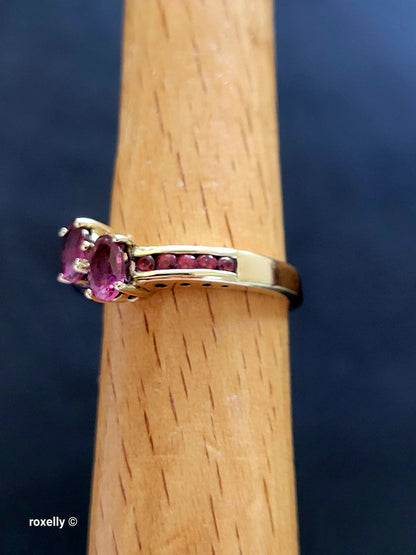 10K Yellow Gold Red Spinel Ring Size 7, Solid Gold