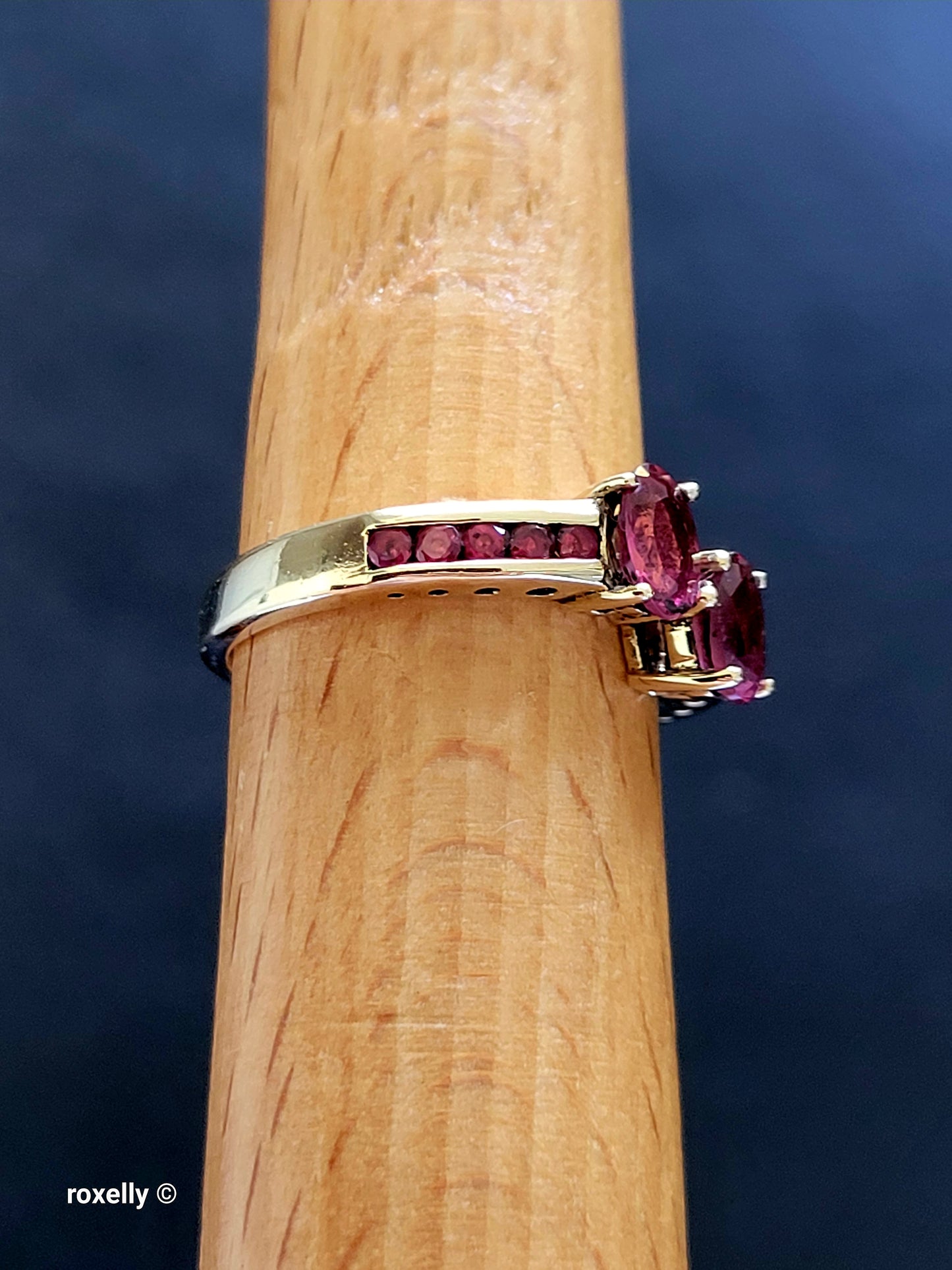 10K Yellow Gold Red Spinel Ring Size 7, Solid Gold