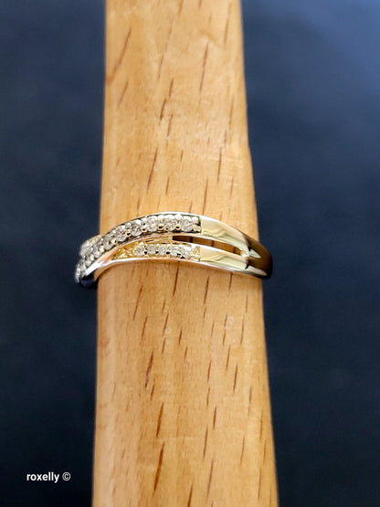 $2,000 14K Yellow Gold Genuine Chocolate and Vanilla Diamonds Criss-Cross Le Vian Ring Size 7- Solid Gold!