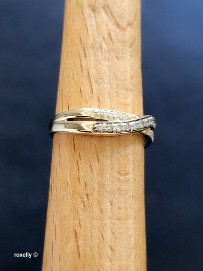$2,000 14K Yellow Gold Genuine Chocolate and Vanilla Diamonds Criss-Cross Le Vian Ring Size 7- Solid Gold!