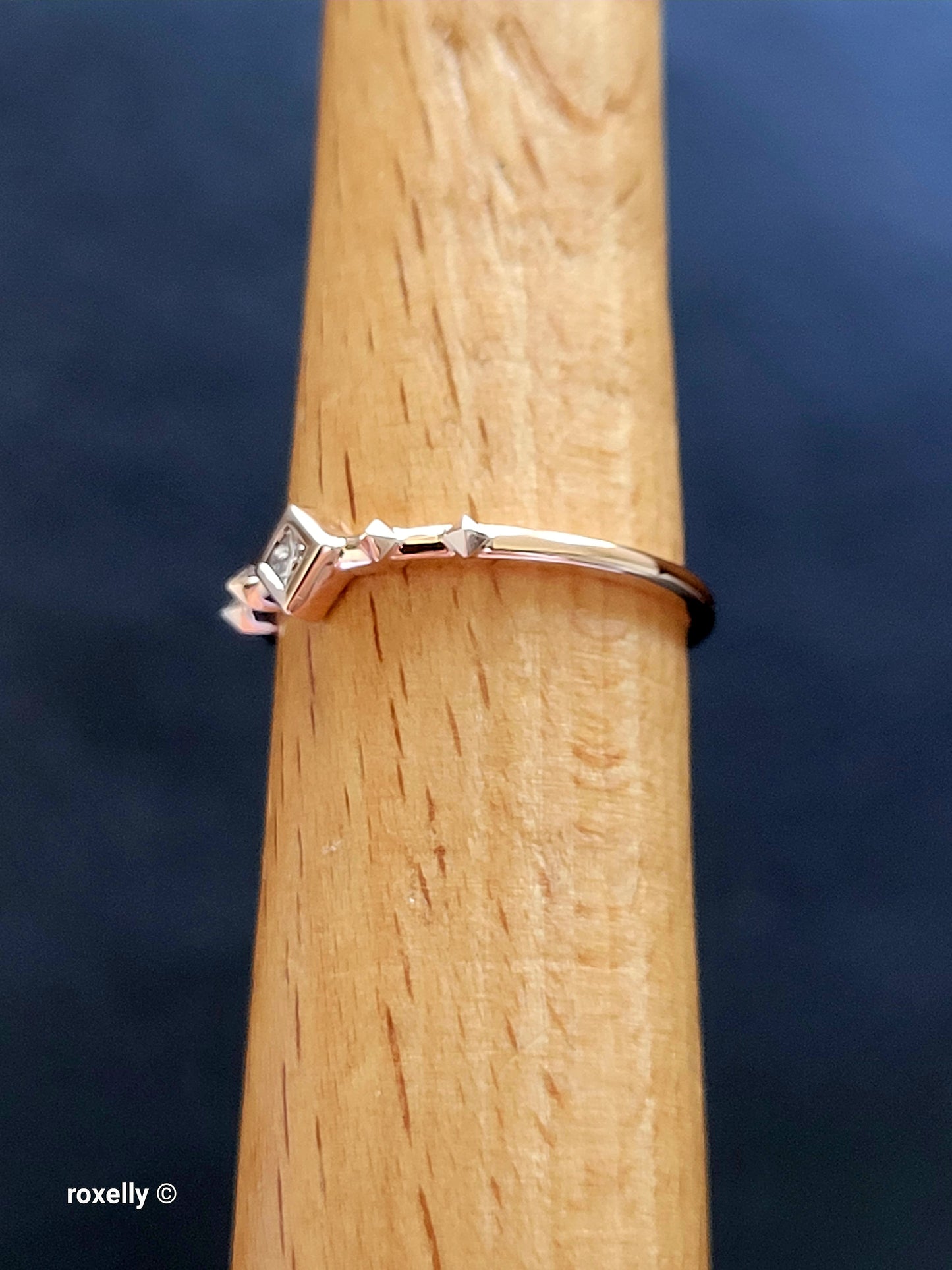 14K Solid Rose Gold Diamond Dainty Ring Size 7, Solid Gold