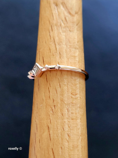 14K Solid Rose Gold Diamond Dainty Ring Size 7, Solid Gold