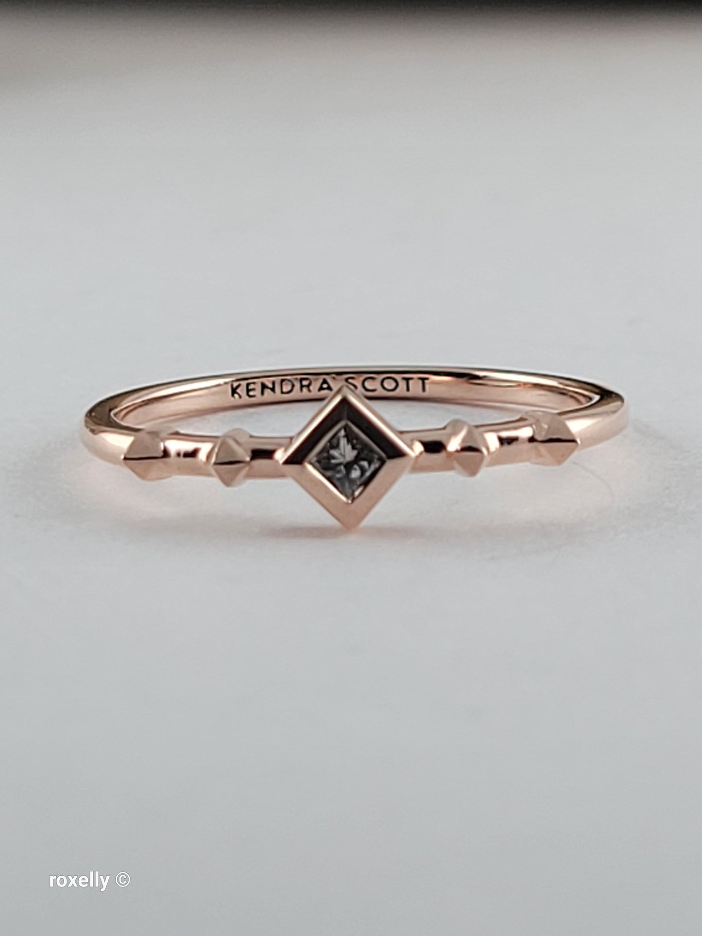 14K Solid Rose Gold Diamond Dainty Ring Size 7, Solid Gold