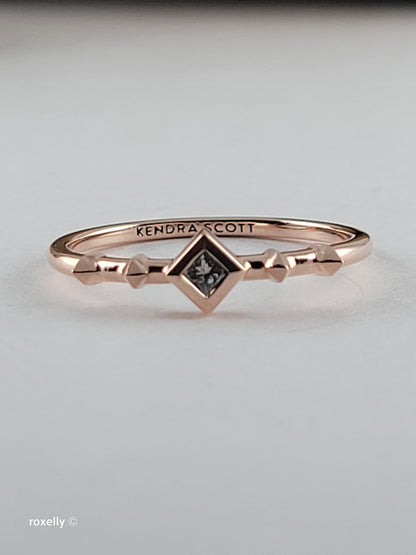 14K Solid Rose Gold Diamond Dainty Ring Size 7, Solid Gold