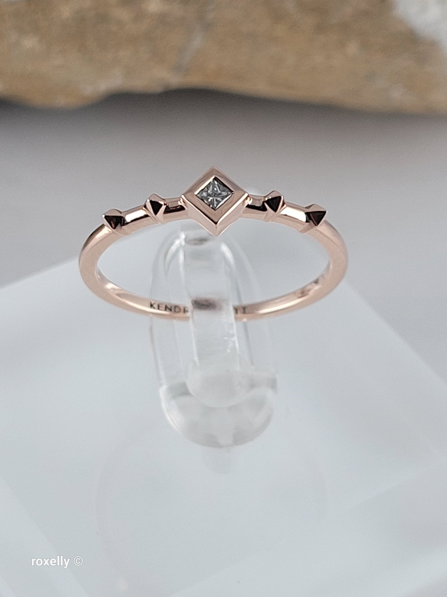 14K Solid Rose Gold Diamond Dainty Ring Size 7, Solid Gold