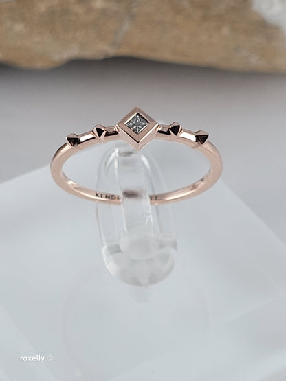 14K Solid Rose Gold Diamond Dainty Ring Size 7, Solid Gold