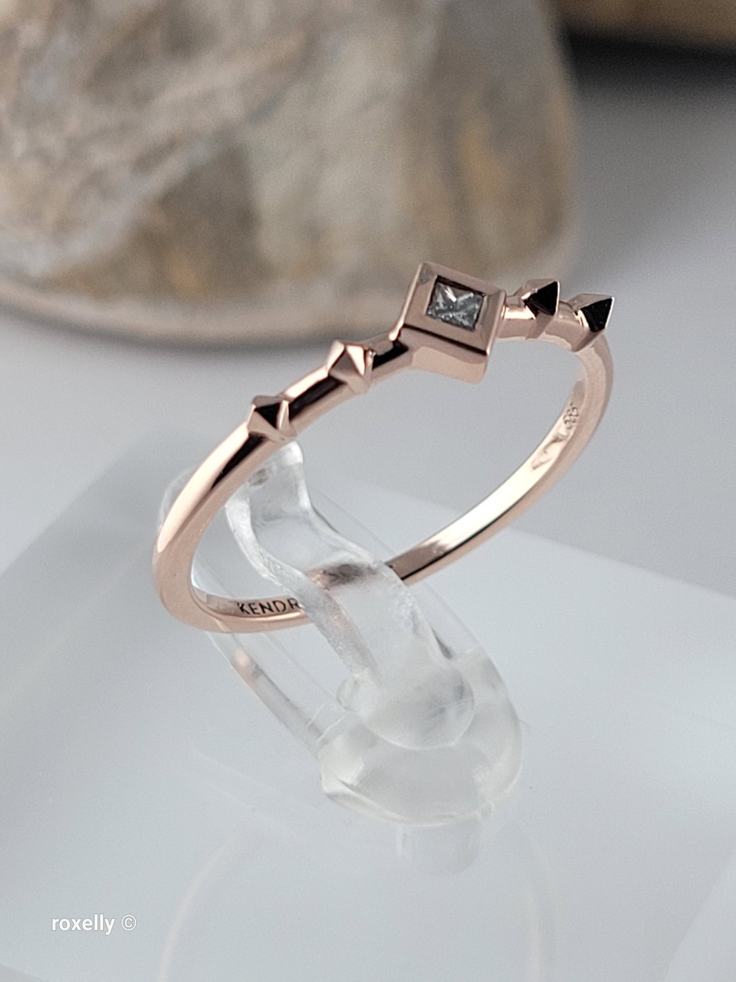14K Solid Rose Gold Diamond Dainty Ring Size 7, Solid Gold