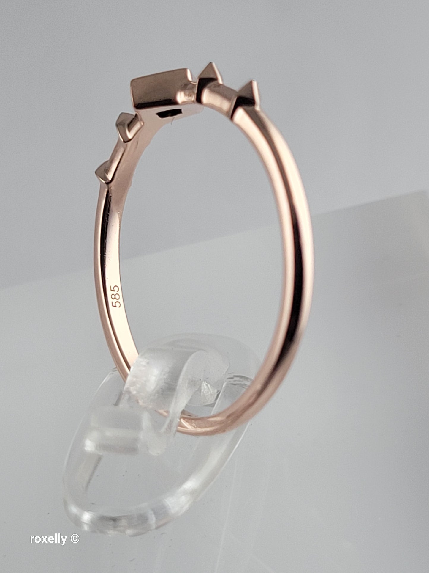 14K Solid Rose Gold Diamond Dainty Ring Size 7, Solid Gold