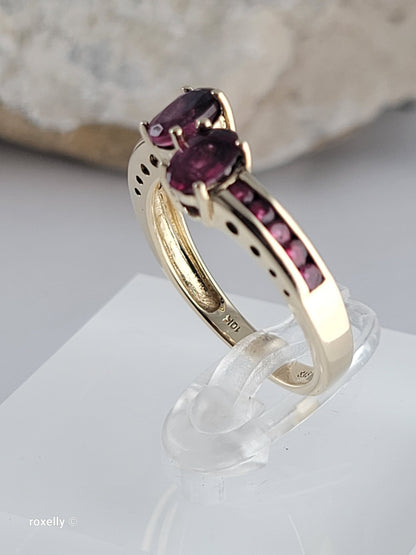 10K Yellow Gold Red Spinel Ring Size 7, Solid Gold