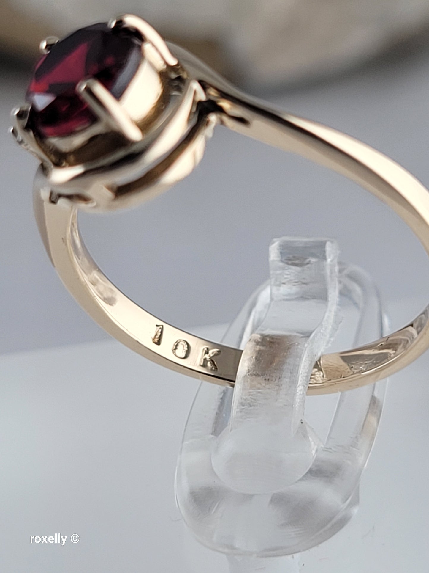 10K Yellow Gold Garnet and Diamond Ring Size 6.5, Solid Gold